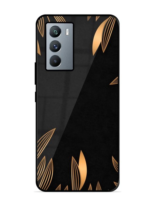 Golden Leaf Pattern Glossy Metal Phone Cover for Iqoo 9 Se (5G) Zapvi