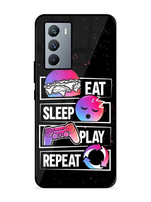 Eat Sleep Play Repeat Glossy Metal Phone Cover for Iqoo 9 Se (5G) Zapvi