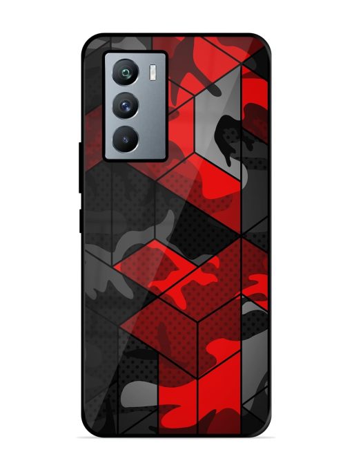 Royal Red Camouflage Pattern Glossy Metal Phone Cover for Iqoo 9 Se (5G) Zapvi