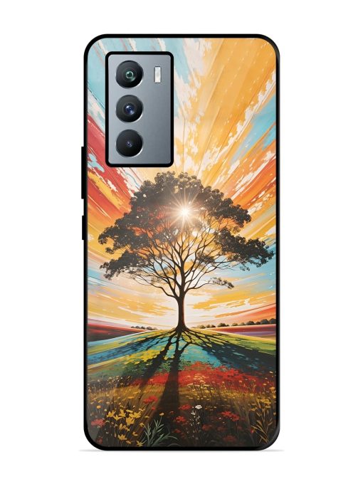 Abstract Tree Colorful Art Glossy Metal Phone Cover for Iqoo 9 Se (5G) Zapvi