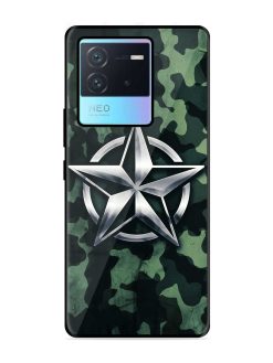 Indian Army Star Design Glossy Metal Phone Cover for Iqoo Neo 6 (5G)