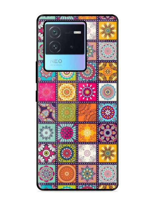 Seamless Pattern Vintage Glossy Metal Phone Cover for Iqoo Neo 6 (5G) Zapvi