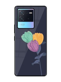 Flower Vector Glossy Metal Phone Cover for Iqoo Neo 6 (5G)