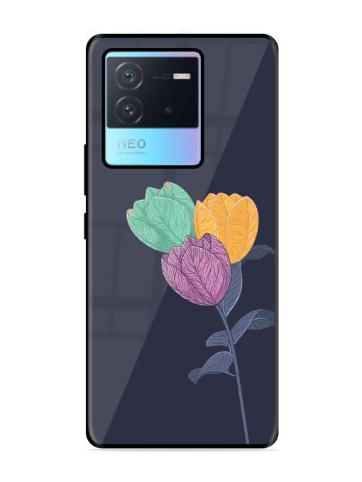 Flower Vector Glossy Metal Phone Cover for Iqoo Neo 6 (5G) Zapvi