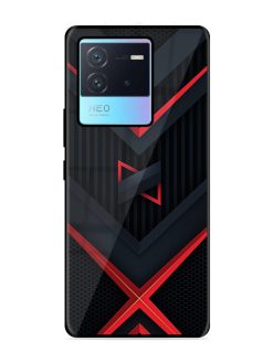 Red Gray Abstract Glossy Metal Phone Cover for Iqoo Neo 6 (5G)