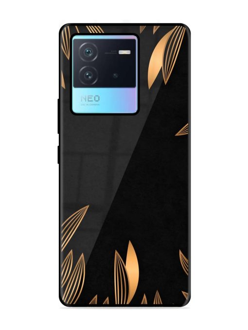 Golden Leaf Pattern Glossy Metal Phone Cover for Iqoo Neo 6 (5G) Zapvi