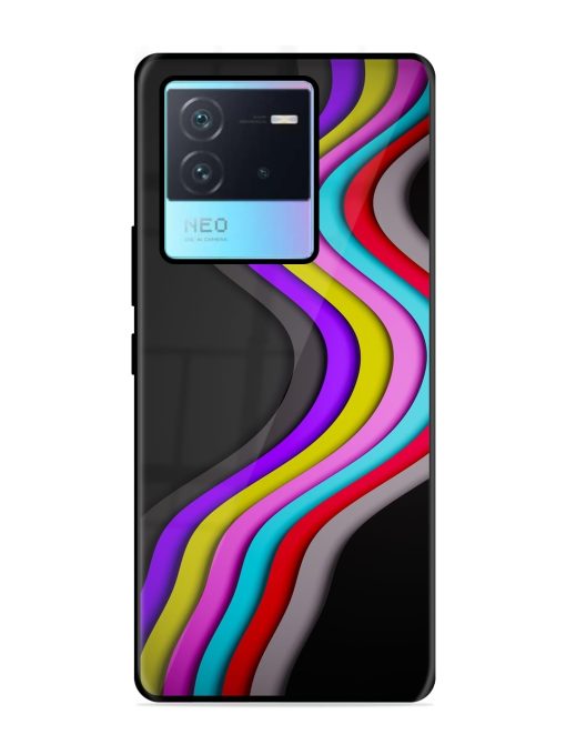 Liquid Blue Abstract Glossy Metal Phone Cover for Iqoo Neo 6 (5G) Zapvi