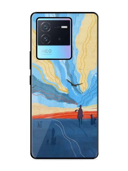 Minimal Abstract Landscape Glossy Metal Phone Cover for Iqoo Neo 6 (5G) Zapvi