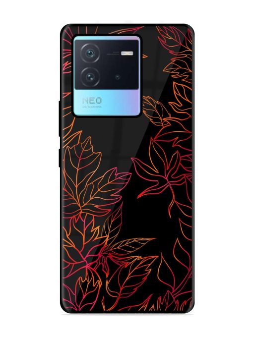 Red Floral Pattern Glossy Metal Phone Cover for Iqoo Neo 6 (5G) Zapvi