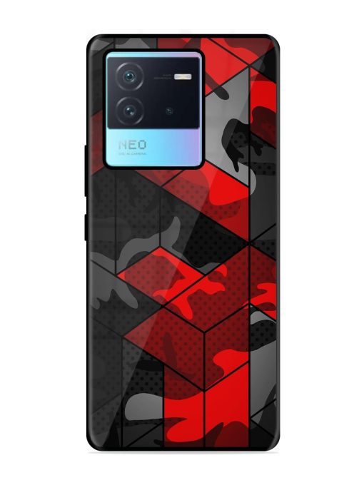 Royal Red Camouflage Pattern Glossy Metal Phone Cover for Iqoo Neo 6 (5G)