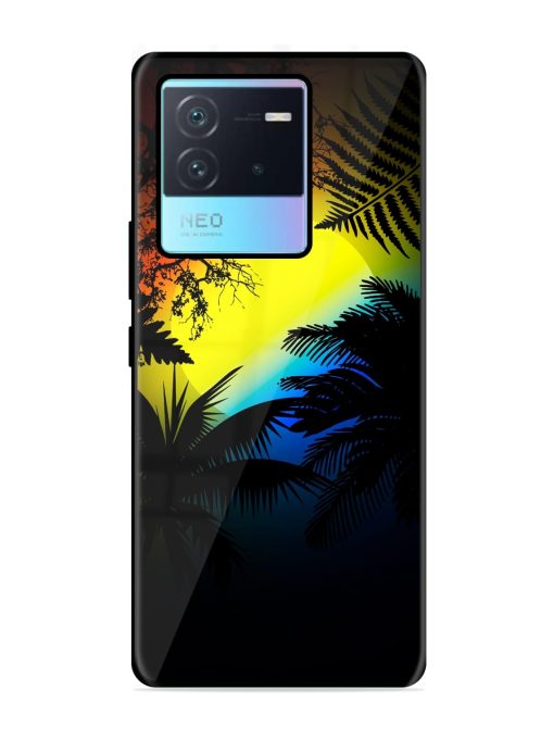 Colorful Sunset With Palm Trees Glossy Metal Phone Cover for Iqoo Neo 6 (5G) Zapvi