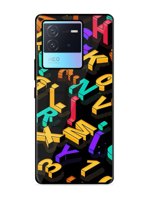 Seamless Pattern With Letters Glossy Metal Phone Cover for Iqoo Neo 6 (5G)