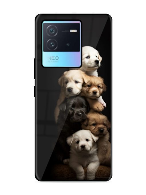 Cute Baby Dogs Glossy Metal Phone Cover for Iqoo Neo 6 (5G) Zapvi