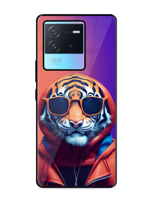 Tiger Animation Glossy Metal Phone Cover for Iqoo Neo 6 (5G) Zapvi