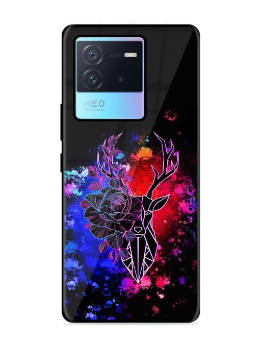 Floral Deer Art Glossy Metal Phone Cover for Iqoo Neo 6 (5G) Zapvi