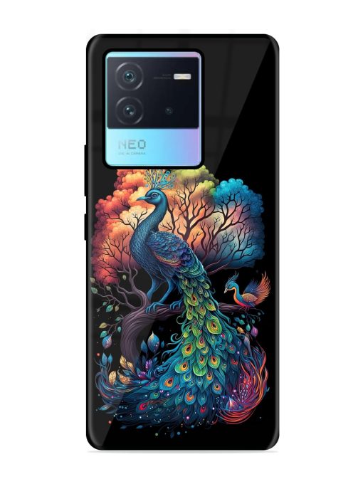 Peacock Tree Art Glossy Metal Phone Cover for Iqoo Neo 6 (5G)