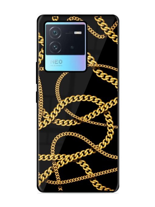 Decorative Golde Chain Glossy Metal Phone Cover for Iqoo Neo 6 (5G)