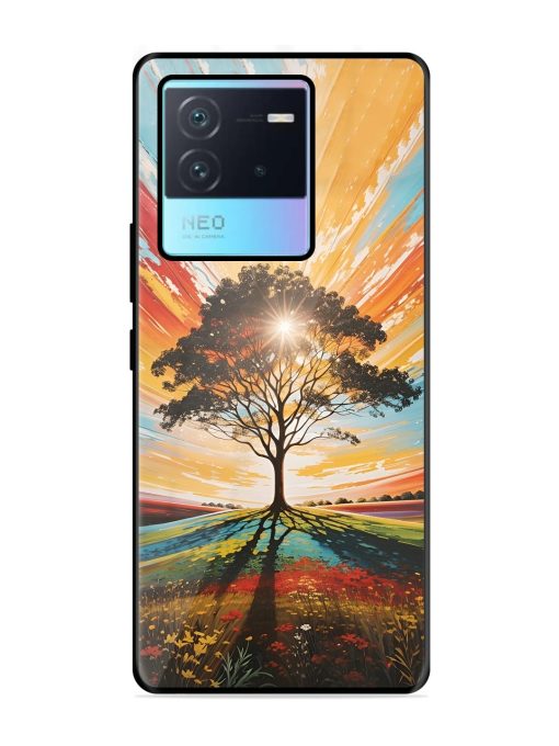 Abstract Tree Colorful Art Glossy Metal Phone Cover for Iqoo Neo 6 (5G) Zapvi