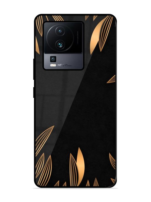 Golden Leaf Pattern Glossy Metal Phone Cover for Iqoo Neo 7 (5G) Zapvi