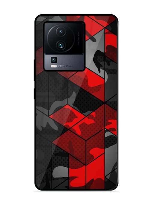 Royal Red Camouflage Pattern Glossy Metal Phone Cover for Iqoo Neo 7 (5G) Zapvi