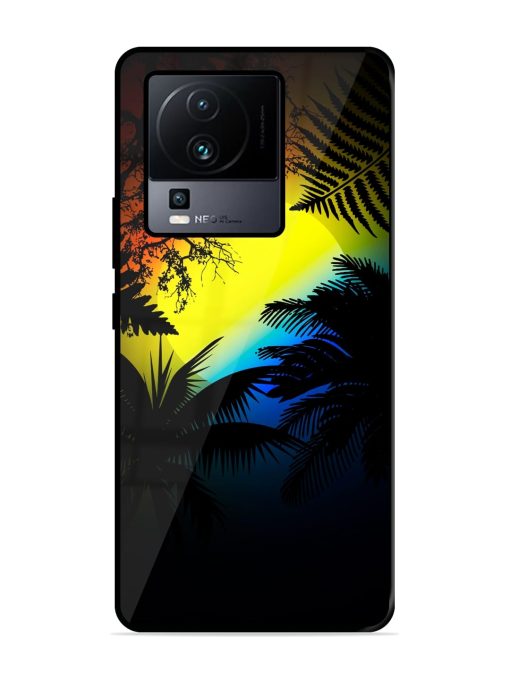 Colorful Sunset With Palm Trees Glossy Metal Phone Cover for Iqoo Neo 7 (5G)