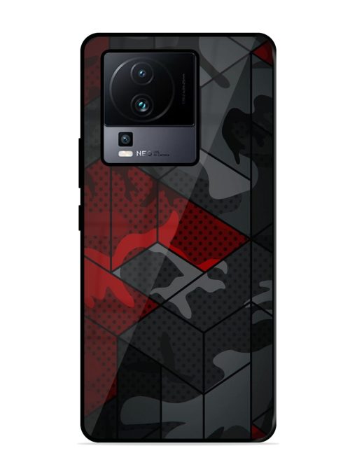 Red And Grey Pattern Glossy Metal Phone Cover for Iqoo Neo 7 (5G)