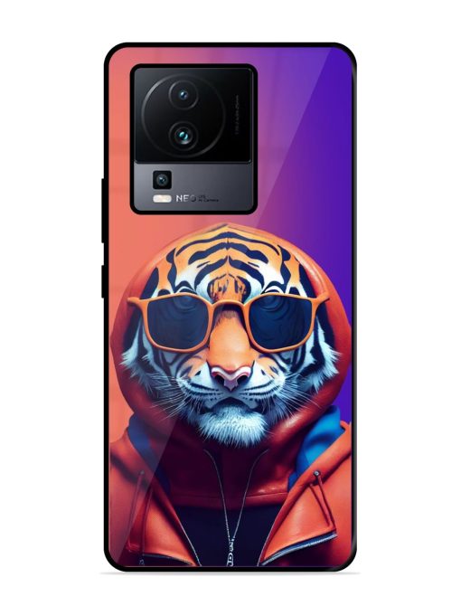 Tiger Animation Glossy Metal Phone Cover for Iqoo Neo 7 (5G) Zapvi