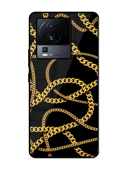 Decorative Golde Chain Glossy Metal Phone Cover for Iqoo Neo 7 (5G) Zapvi