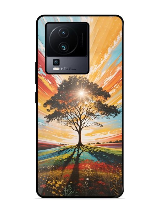 Abstract Tree Colorful Art Glossy Metal Phone Cover for Iqoo Neo 7 (5G) Zapvi