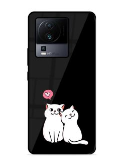 Cat Love Glossy Metal Phone Cover for Iqoo Neo 7 Pro (5G)