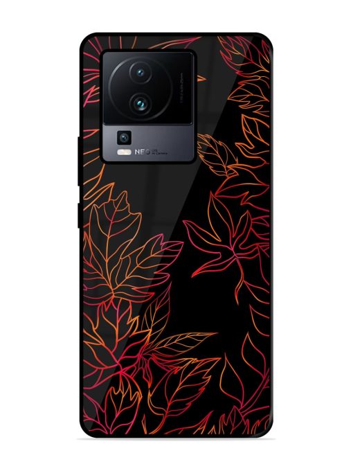 Red Floral Pattern Glossy Metal Phone Cover for Iqoo Neo 7 Pro (5G)