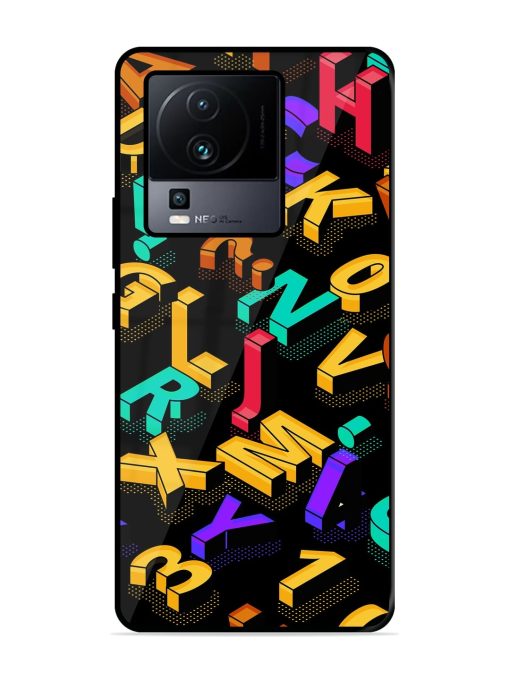 Seamless Pattern With Letters Glossy Metal Phone Cover for Iqoo Neo 7 Pro (5G) Zapvi