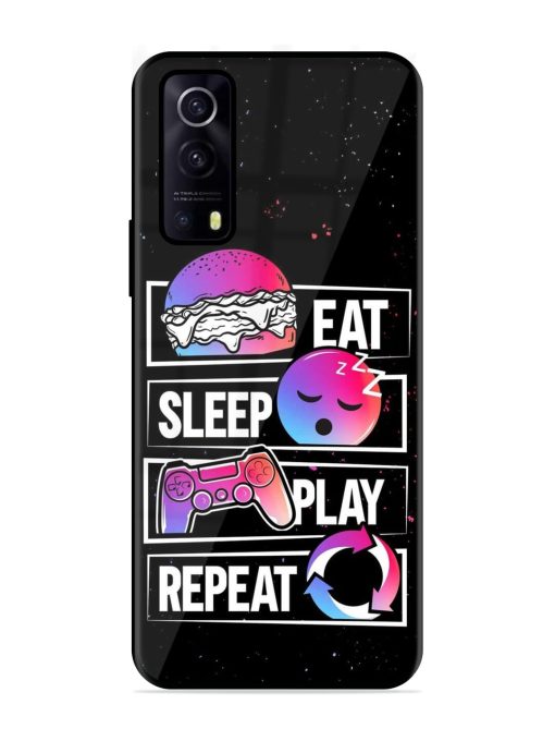 Eat Sleep Play Repeat Glossy Metal Phone Cover for Iqoo Z3 (5G) Zapvi