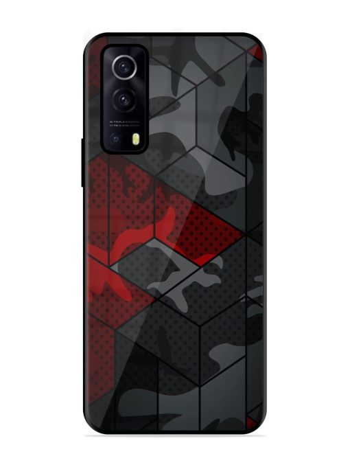 Red And Grey Pattern Glossy Metal Phone Cover for Iqoo Z3 (5G) Zapvi