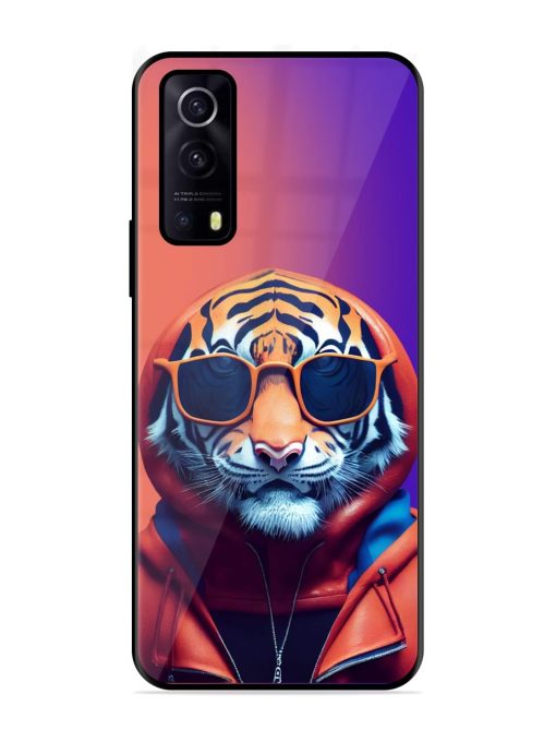 Tiger Animation Glossy Metal Phone Cover for Iqoo Z3 (5G) Zapvi