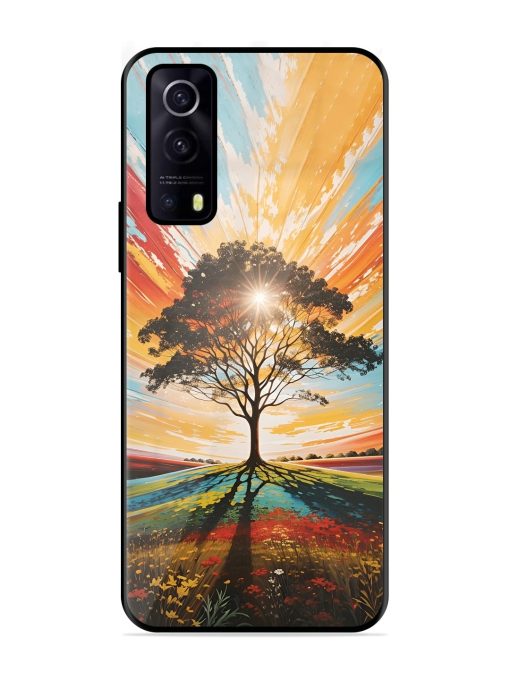 Abstract Tree Colorful Art Glossy Metal Phone Cover for Iqoo Z3 (5G) Zapvi