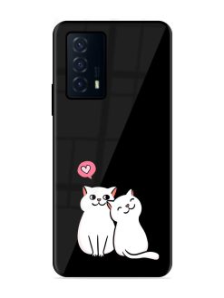 Cat Love Glossy Metal Phone Cover for Iqoo Z5 (5G)