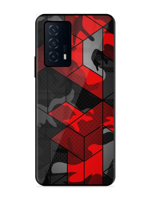 Royal Red Camouflage Pattern Glossy Metal Phone Cover for Iqoo Z5 (5G) Zapvi