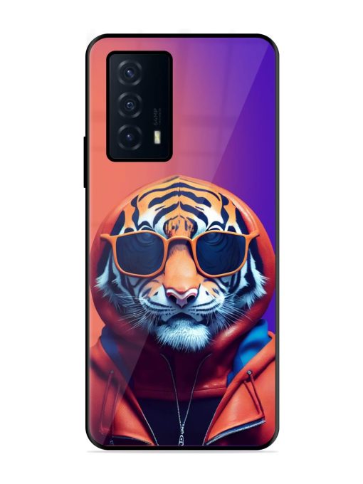 Tiger Animation Glossy Metal Phone Cover for Iqoo Z5 (5G) Zapvi