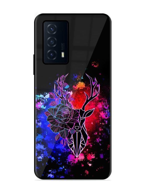 Floral Deer Art Glossy Metal Phone Cover for Iqoo Z5 (5G) Zapvi