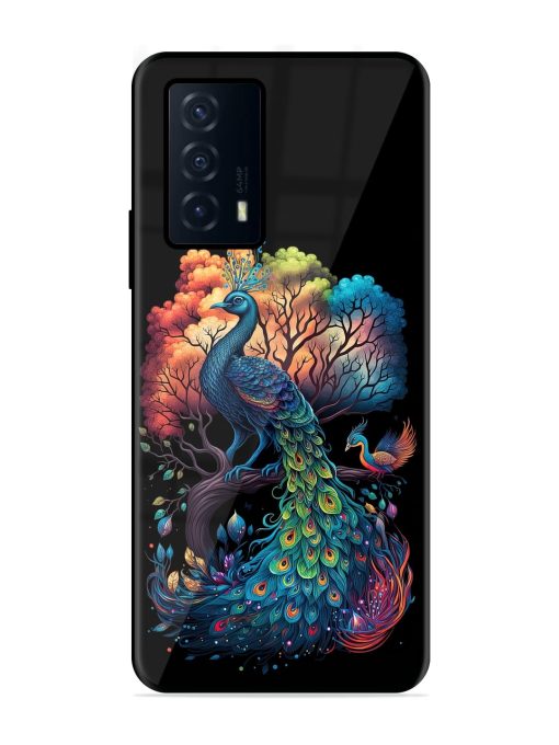 Peacock Tree Art Glossy Metal Phone Cover for Iqoo Z5 (5G)