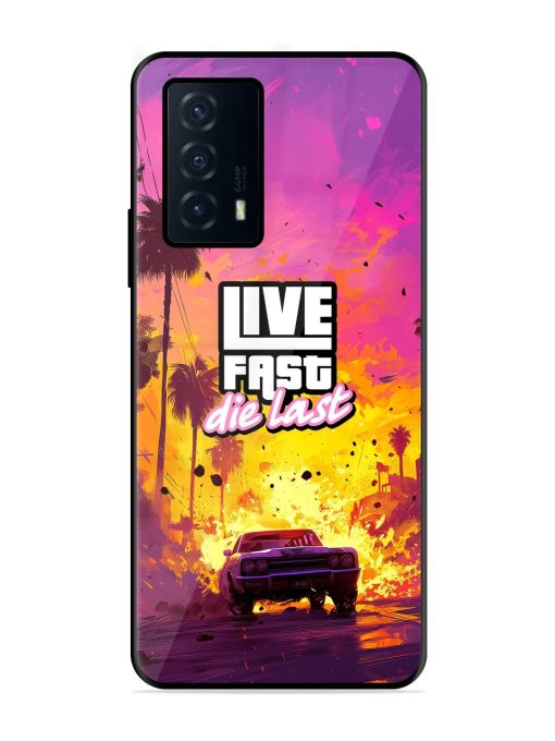 Live Fast Glossy Metal Phone Cover for Iqoo Z5 (5G) Zapvi