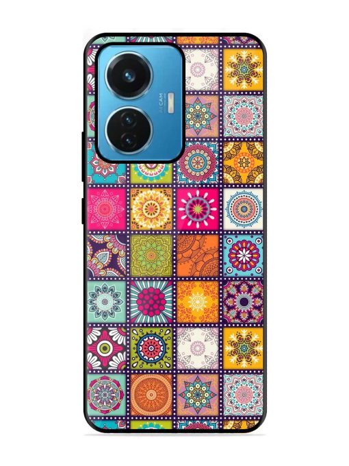 Seamless Pattern Vintage Glossy Metal Phone Cover for Iqoo Z6 (44W) Zapvi