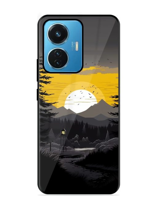 Sunset Vector Glossy Metal Phone Cover for Iqoo Z6 (44W)