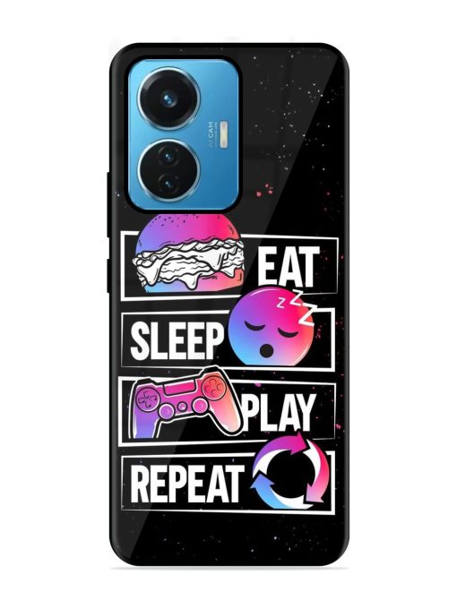 Eat Sleep Play Repeat Glossy Metal Phone Cover for Iqoo Z6 (44W)