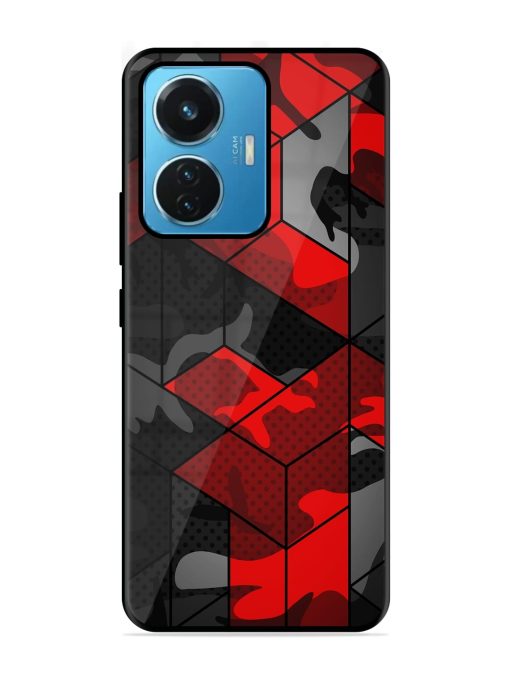 Royal Red Camouflage Pattern Glossy Metal Phone Cover for Iqoo Z6 (44W) Zapvi