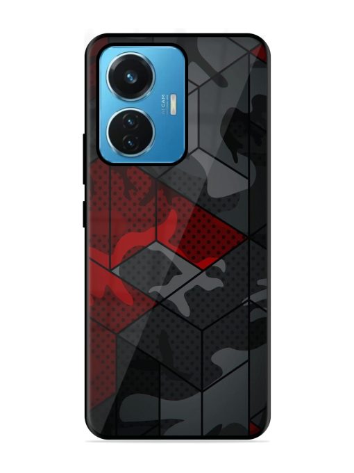 Red And Grey Pattern Glossy Metal Phone Cover for Iqoo Z6 (44W) Zapvi