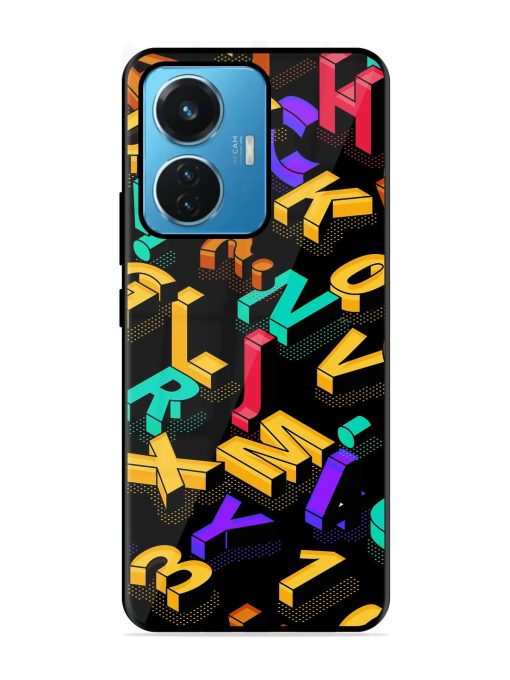 Seamless Pattern With Letters Glossy Metal Phone Cover for Iqoo Z6 (44W)