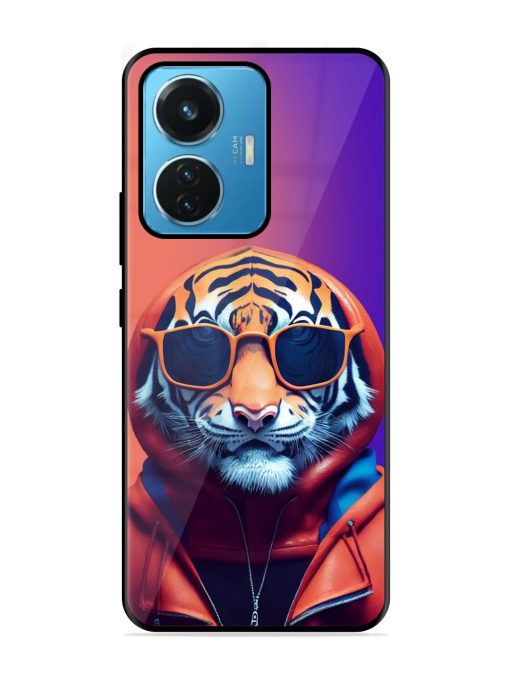 Tiger Animation Glossy Metal Phone Cover for Iqoo Z6 (44W) Zapvi