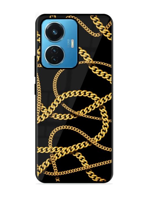 Decorative Golde Chain Glossy Metal Phone Cover for Iqoo Z6 (44W)